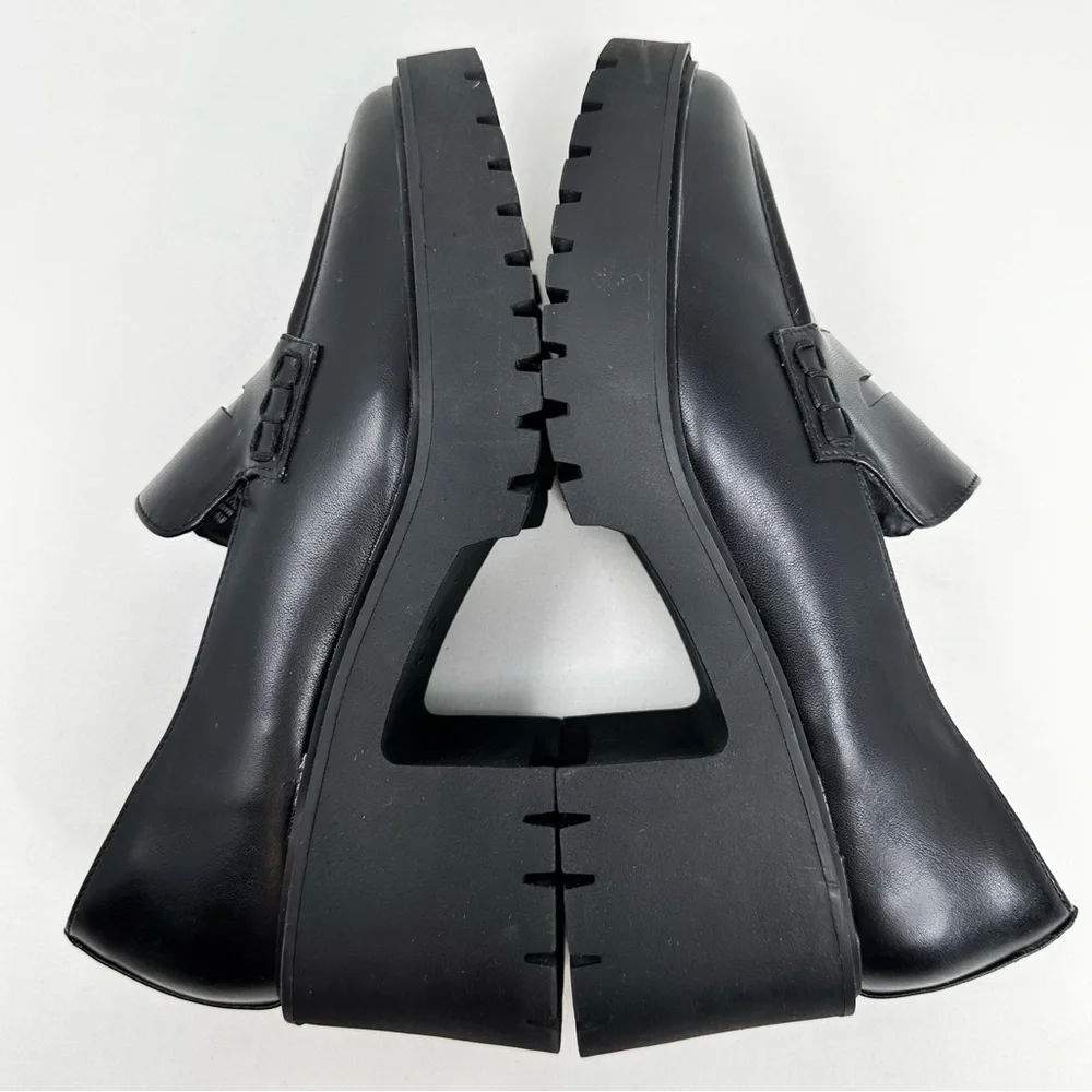 Women's Black Loafer Heels - Picture 10 of 13